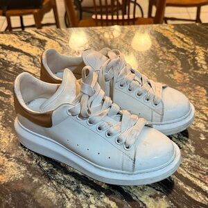 Alexander McQueen White and Bronze Sneakers